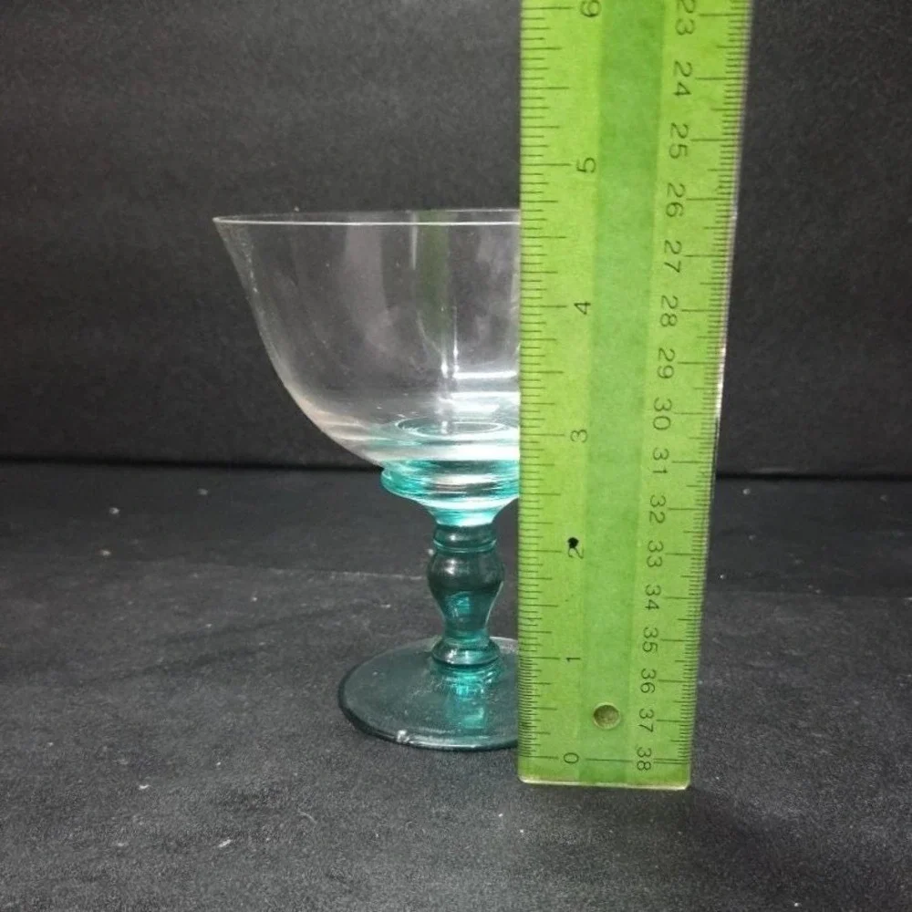 Marquis Waterford‎ Bermuda Green Champagne Coupe, Vintage Cut Crystal Stemware
